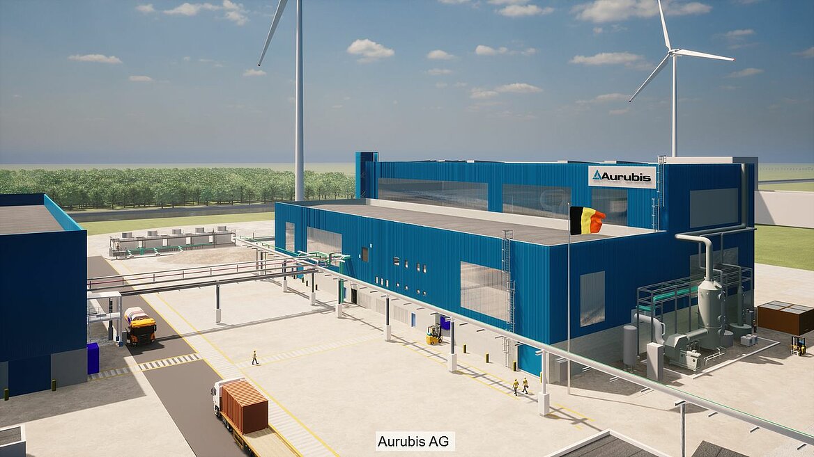 3D-Visualisierung der zukünftigen Recyclinganlage in Olen, Belgien.