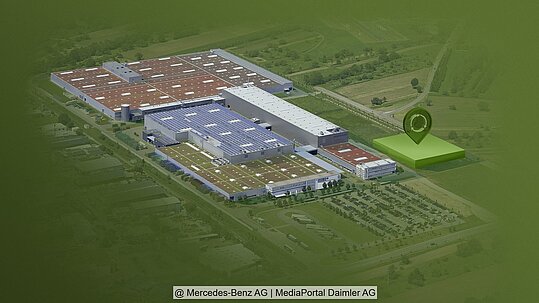 Visualisierung der geplanten Batterierecyclinganlage von Mercedes-Benz in Kuppenheim.