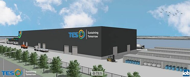 Darstellung der geplanten Batterierecyclinganlage von TES in Rotterdam.