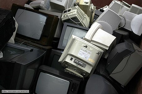 Pile of CRT monitoring equipment for recycling