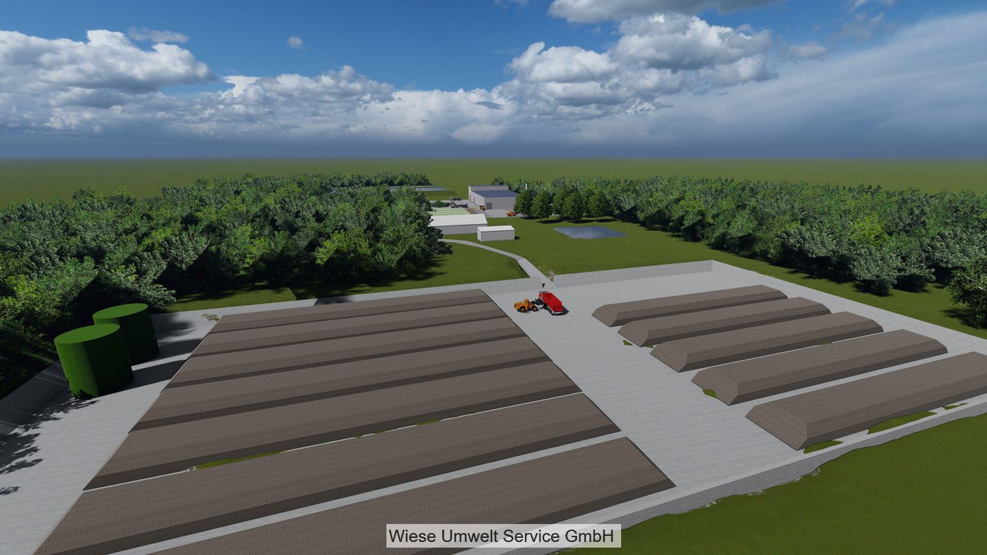 3D-Grafik Bioabfallkompostierung Wiese Umwelt Service in Polte