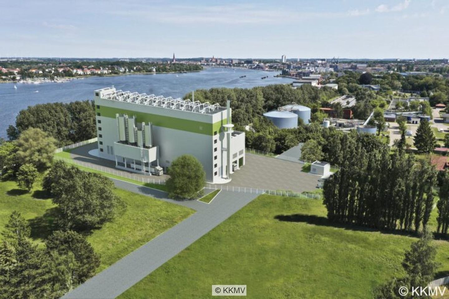 Ein Bild der geplanten Klärschlamm-Verbrennungsanlage in Rostock.