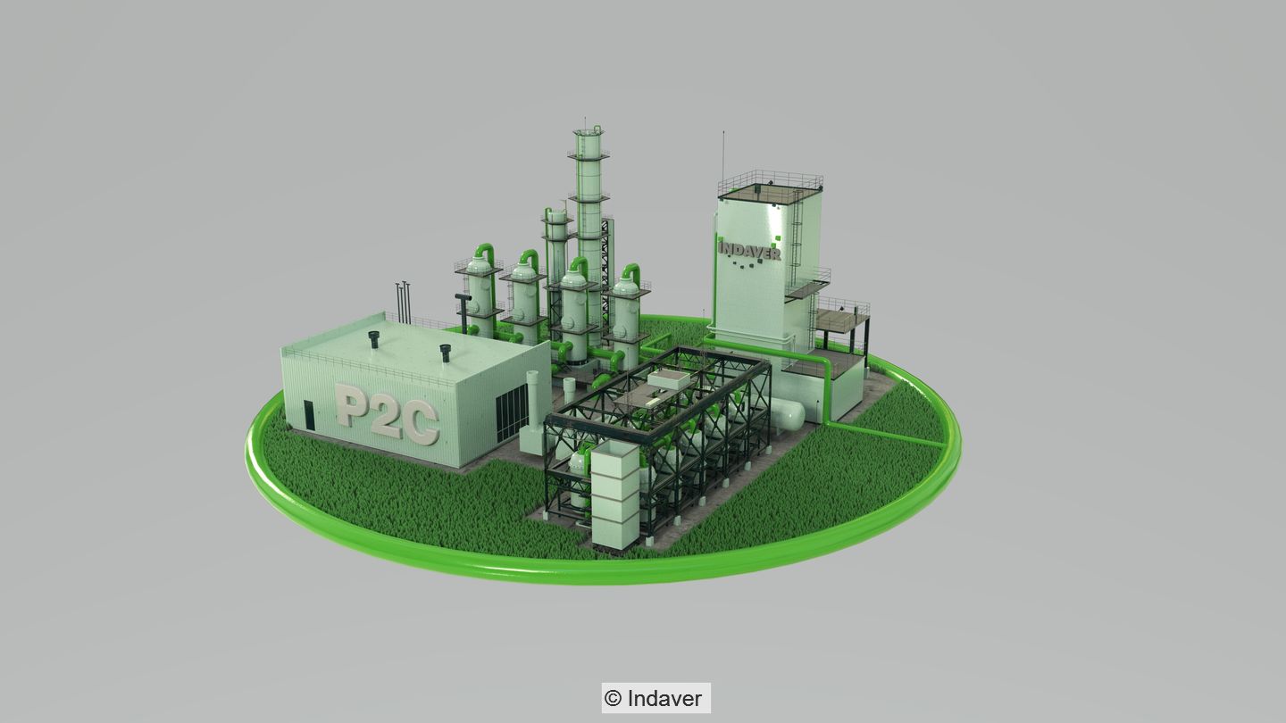 Computergrafik der künftigen chemischen Recyclinganlage von Indaver in Antwerpen