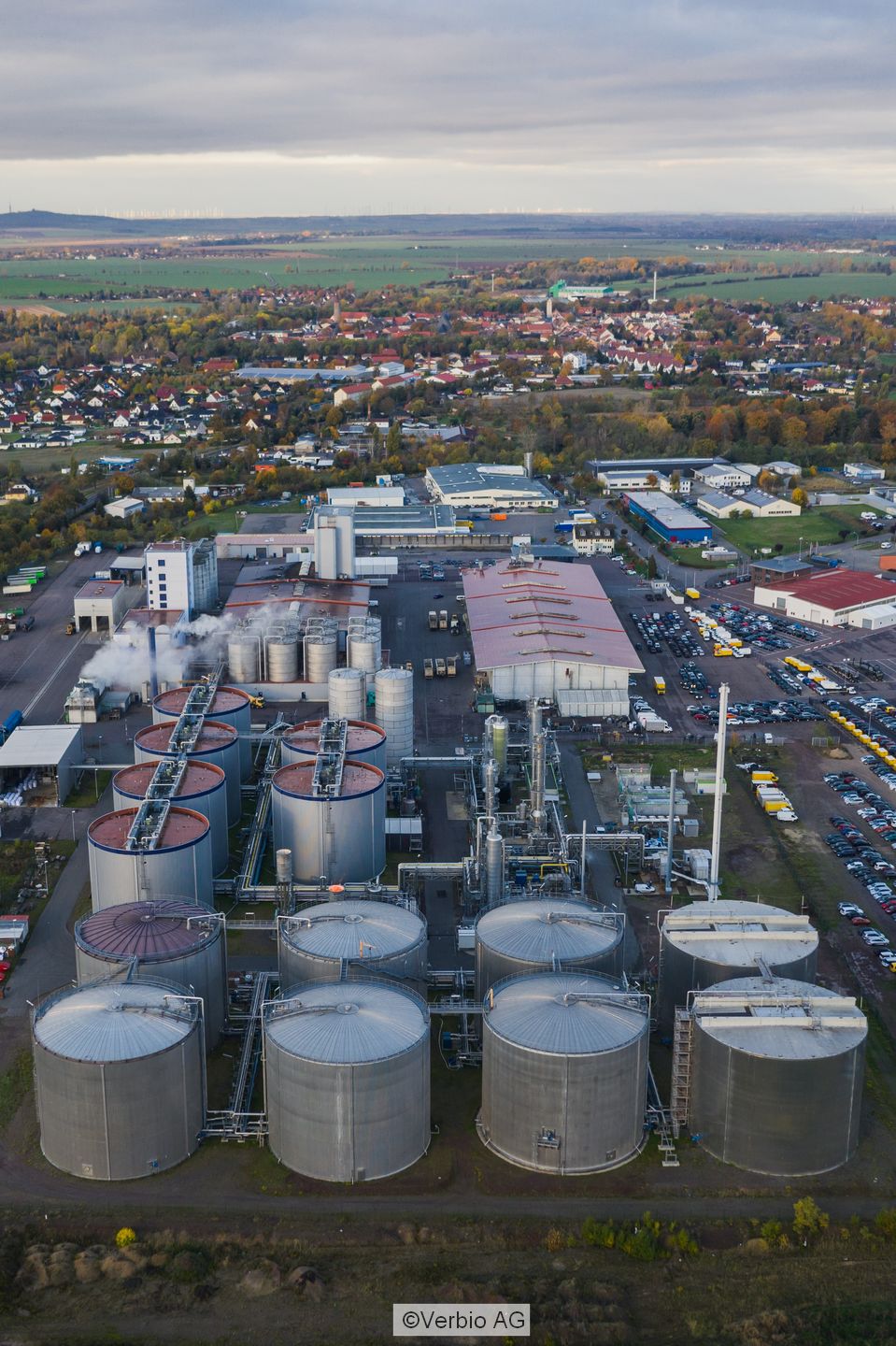 Standort der Verbio AG in Zorbig mit vielen Gasöagern